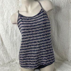 Crochet Style Tank Top With Tie Back and Adjustable Straps